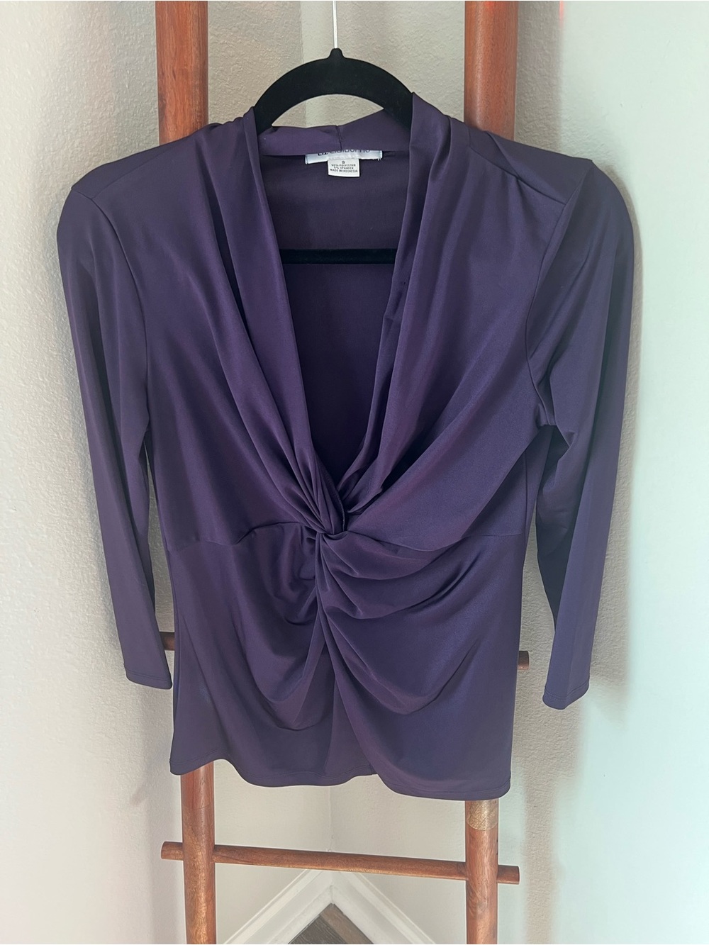 Liz Claiborne Deep Plum Twist-Front Blouse